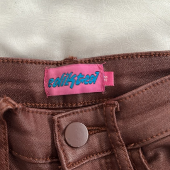 Brown Leather Flare Pants - Picture 4 of 4